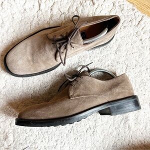 Cole Haan Taupe Suede Oxford Lace Up Dress Shoes - Size 11.5D - Made in Brazil